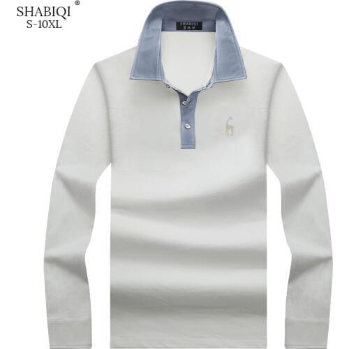 SHABIQI Men Polo Shirt Mens Long Sleeve Solid Polo Shirts Camisa Casual cotton Polos multiple colour Plus size 6XL7XL8XL9XL10XL