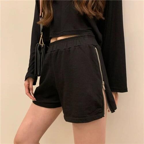 Sports shorts female loose high waist casual wild wear a word wide leg hot women zipper drop clothing Harajuku casual girl