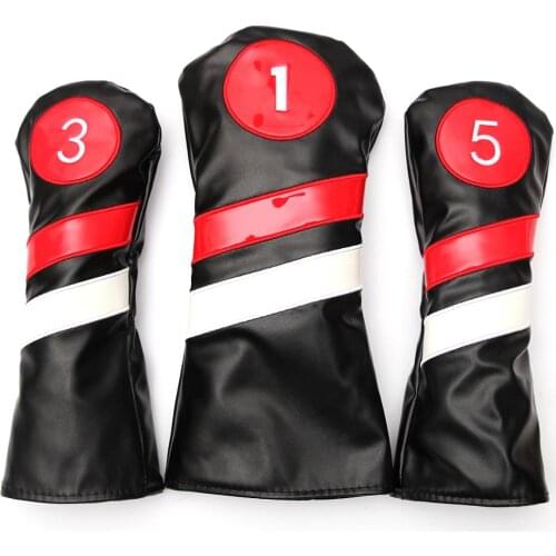 Siranlive White Black Number Design PU Leather #1 #3 #5 Golf Headcovers Driver Fairway Wood Hybrid Head Cover