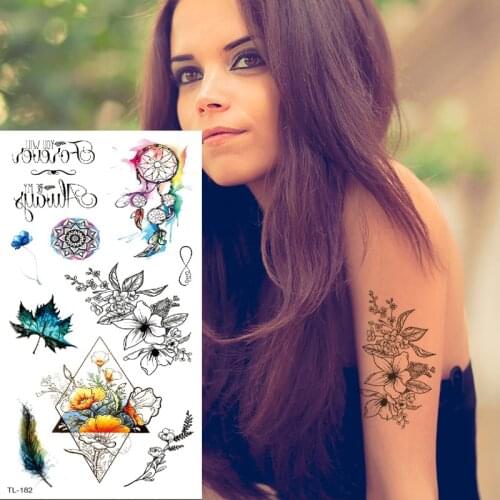 Tattoo flower sketches tattoo designs mandala triangle tattoo sticker body transfer tattoo pattern waterproof small tatoo hand