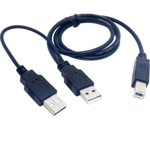 USB 2.0 A Male To B Male AM-BM with Power Y Cable Dual Double USB A To Single Printer USB B for Portable HDD Enclosure 80cm