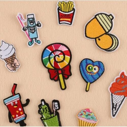 Iron on Patches Cartoon Badges for Clothes Stickers Embroidered Toothbrush Ice Cream Patch for Clothing DIY Patches