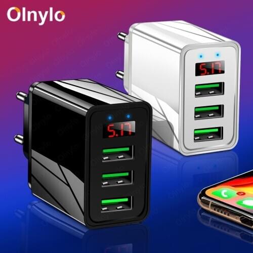 Olnylo Quick charge 3.0 USB Charger For iPhone 11 X Xiaomi Samsung Huawei 5V 3A Digital Display Fast Charging Wall Phone Charger