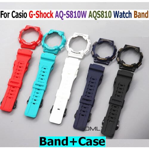 2 in1 Protective Case + Watch band Strap for Casio G-Shock AQ-S810W AQS810 Bracelet Wrist Replacement Frame for Casio Cover