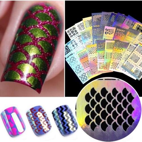 1Pc Hollow Out Nail Art DIY Tips Guides Transfer Stickers Accessories French Tips Manicure Decal Decoration