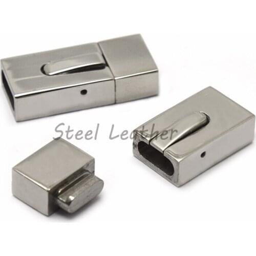 Custom Logo 10pcs/lot Hole: 8*3mm Stainless Steel Clasps with Hooks Fits Flat Leather Cord Necklaces & Bracelets End Clasps DIY