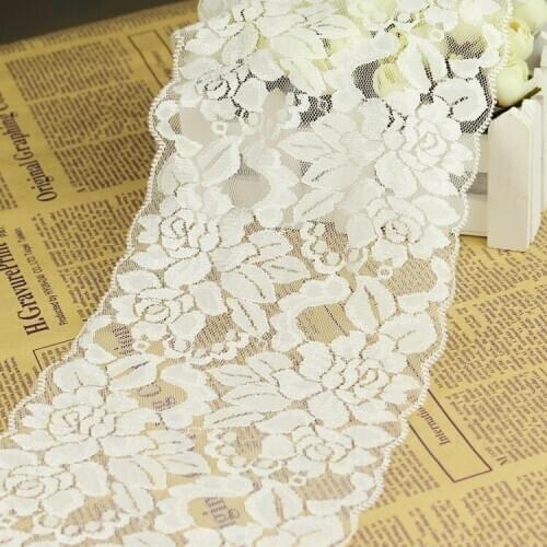 12meters/lot 15.5cm Wide Beautiful Lace Stretch Floral Lingerie Headband Elastic Lace