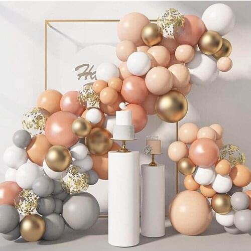 129Pcs Balloon Garland Arch Kit Confetti Gold Beige Balloons for Baby Shower Birthday Wedding Party Decoration Supplies