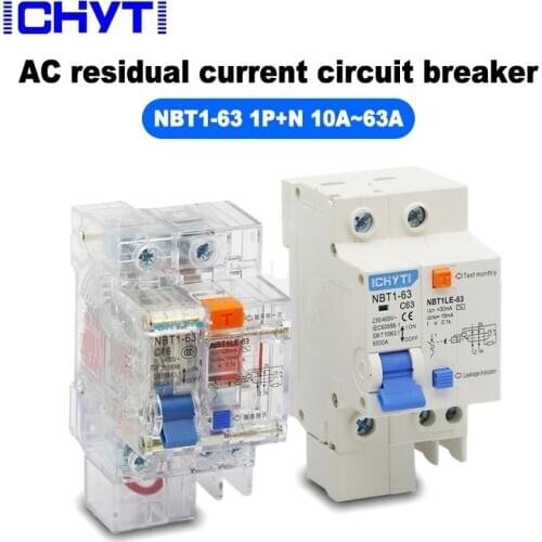 1P+N DZ47LE NBT1LE 10A 16A 20A 25A 32A 40A 50A 63A Transparent Residual Current Earth Leakage Circuit Breaker ELCB RCBO RCCB