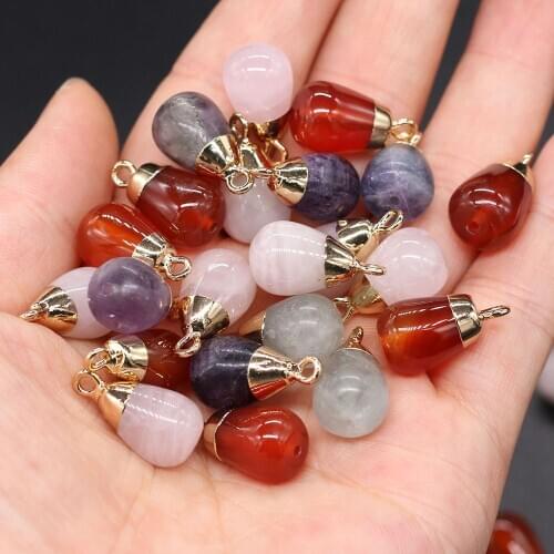 2 Pieces Natural Stone Pendants Water Drop Rose Quartzs Agates Charms for DIY Jewelry Making Necklace Bracelets Size 10x14mm