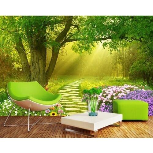 3D wallpaper home decoration sofa living room custom wallpaper flowers butterfly forest fresh photo wallpaper Beibehang