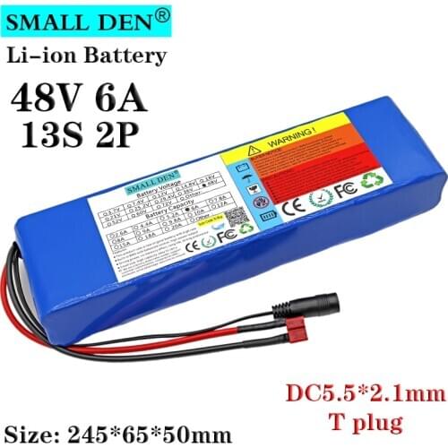 48V 6A 18650 lithium battery pack 54.6V 13S2P 6000mAh Built-in 20A BMS 800W/1000W electric bicycle scooter replacement battery