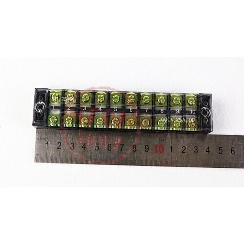 5Pcs TB-2510 600V 25A Dual Row 10 Positions Screw Terminal Barrier Block