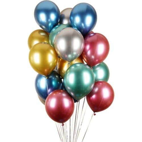 50pcs/lot Happy Birthday Party Decoration Ballons 12inch Chrome Metallic Latex Balloons Air Helium Globos Wedding Decor Supplies
