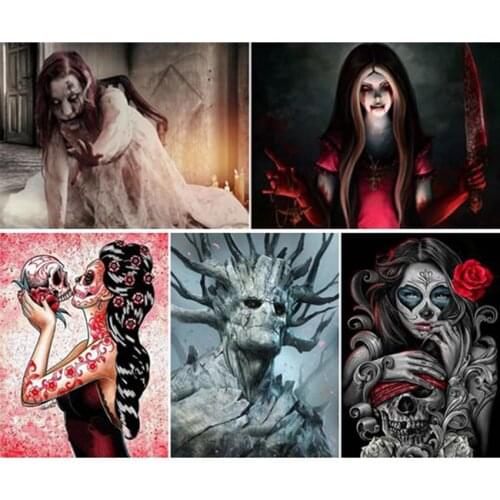 5D DIY Diamond Painting Horror Skull Sugar Girl Full Drill Embroidery Cross Stitch Mosaic Craft Kit Home Decor Halloween Gift
