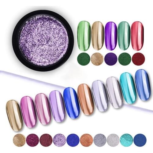 8ml Bubble Mirror Powder Metallic Nail Glitter Holographics Chrome Dust Sparkling Flakes Pigment Manicur Nail Art Decor 15 color