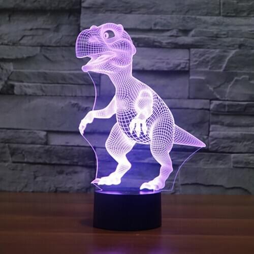 Creative Acrylic 3D Night Lamp USB Charging Batteries Touching Colorful Dinosaur Table Lamp For Bedroom Bedside Decor Light