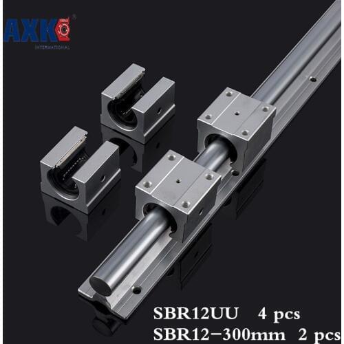Axk 12mm Linear Rail Sbr12 300mm 2 Pcs And 4 Pcs Sbr12uu Linear Bearing Blocks For Cnc Parts 12mm Linear Guide