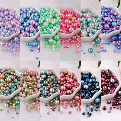 50grams/Pack Mix 5mm 6mm 8mm 10mm Mermaid Pearls Bead No Hole Gradients Wrinkle Acrylic Beads For DIY Cosmetic Case Fillings