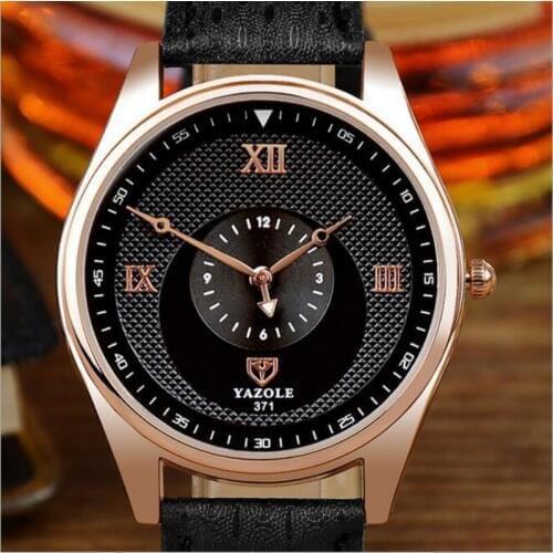 YAZOLE Fashion Brand Watches Rome Luxury Business Watch Men Watch Leather Strap Waterproof Watches Mens Clock erkek kol saati