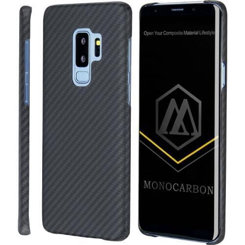MONOCARBON Aramid Fiber Case for Samsung S9 S9 Plus Case with Slim Carbon Fiber Patterns Cover Bullet-proof Material