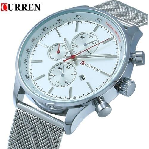 CURREN Mens Watches Top Brand Luxury Stainless Steel Analog Display Quartz Watch Men Fashion Casual Wristwatches Montre Homme
