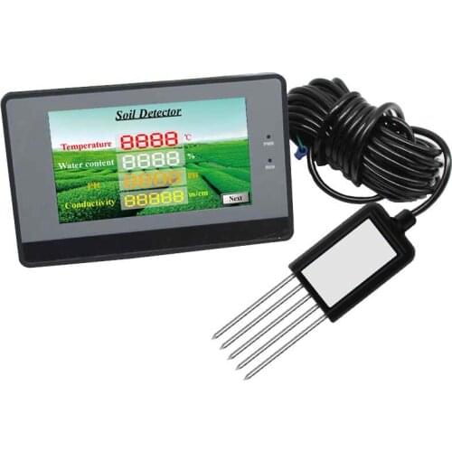 Soil detector Temperature + Water content + PH + Conductivity with sensor display meter Soil parameter collector can export data