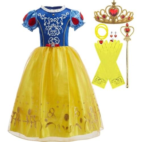 Baby Girl Snow White Cosplay Costume Kids Snow White Dress Up Princess Dress Princess Wig Girl Christmas Evening Dress 2-8 Years