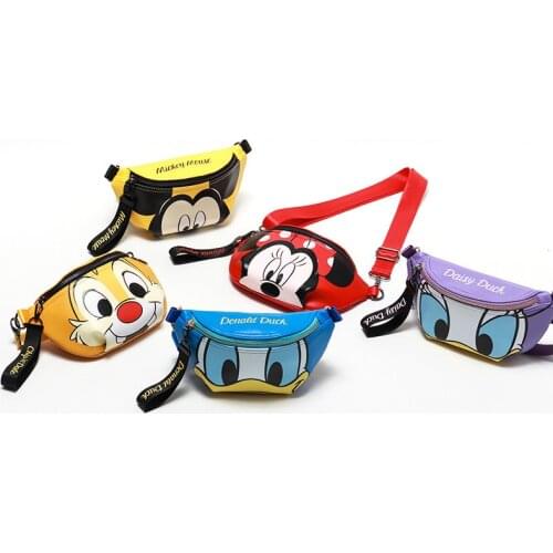 Disney New Children Messenger Bag Cartoon Mickey mouse Waist Bag Doll Outgoing packets Adult mobile phone storage bag handbags