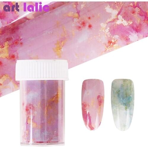 Nail Foil Marble Pink Blue Gold Foils Paper Nail Art Transfer Sticker Slide Decals Gel Nails Decoration 125x4cm