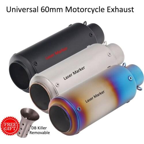 60MM Motorcycle Short Exhaust Slip On Universal Modified Moto Escape DB Killer Muffler For S1000RR Z900 CBR1000 R3 R25 MT07 MT09