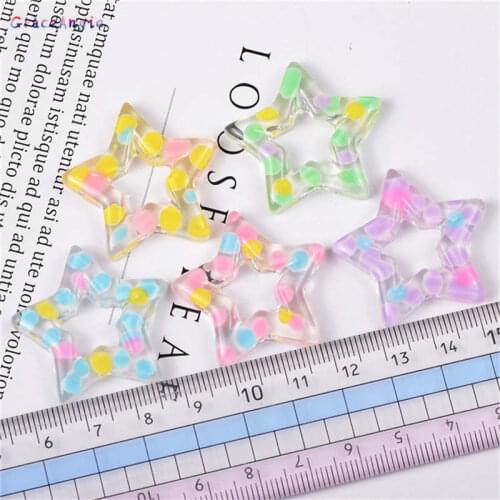 GraceAngie 10pcs Resin Five-Pointed Star Shape Flatback Cabochons for Phone Decor Hair Clip Making Scrapbooking DIY Crafts