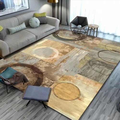 Nordic Style Design Printed Living Room Carpet Abstract Retro Home Decoration Area Rug Non-Slip Bedroom Bedside Floor Mats Pad