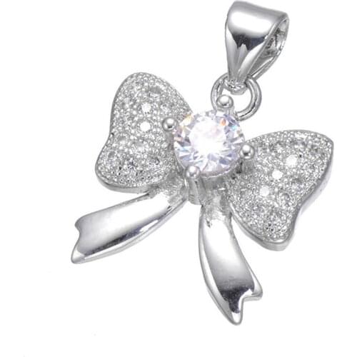 Hot Selling Jewelry Bijoux Zircon Bowknot Charms For Necklace Jewelry Making Diy Copper Jewelry Dangle Pendants Jewelry Findings