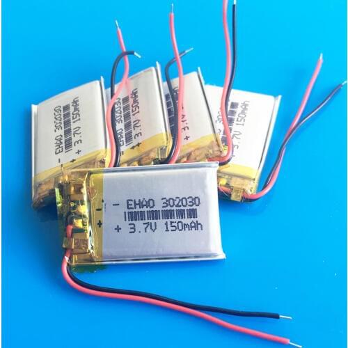 5 pcs 3.7V 150mAh lithium polymer lipo rechargeable battery for MP3 GPS bluetooth speaker bluetooth headset camera 302030