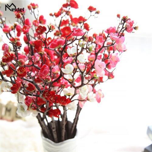 Meldel Bouquet Bridesmaid Wedding Artificial Plum Cherry Flowers DIY Office Home Party Decor Flower Arrangement Wedding Supplies