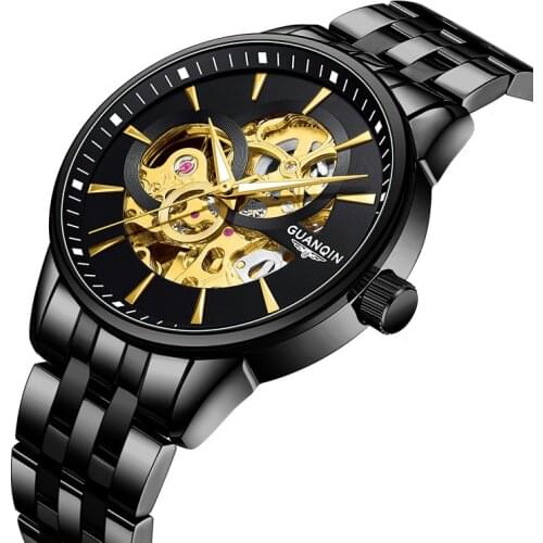 GUANQIN Men Automatic Mechanical Watch, Waterproof Luminous Hands Luxury Watches Men, Stainless Steel Wristwatches Mens 2021