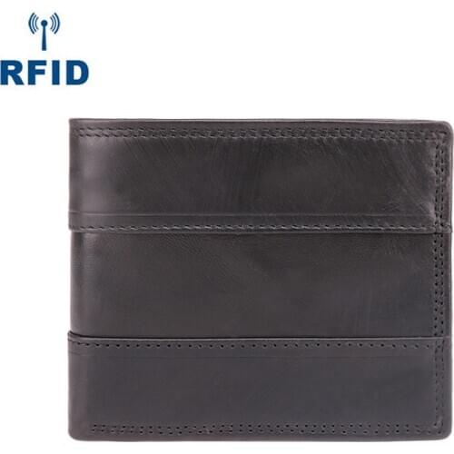 Mens Short Wallet Genuine Leather Short Wallets Business Fashion Multi-card Horizontal Rfid Anti-theft Leather Wallet