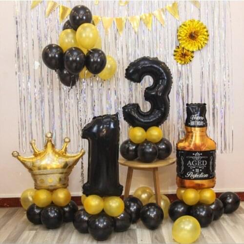 1set Black Number Balloon Set With Big Size Cheers Beer Mug Cup Foil Balloons For 18 20 30 40 50 Years Birthday Party Decoration