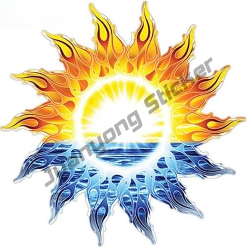 Creativity RV Trailer Motorhome Camper Car Sticker Tribal Sun Ocean Tropical Sticker Graphic Waterproof Car Accessories PVCx13cm