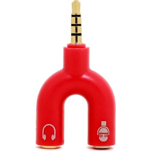 3.5mm Splitter Stereo Plug U-shape Stereo Audio Mic & Headphone Earphone Splitter Adapters For Tablet PC Mobile Phone MP3 Player