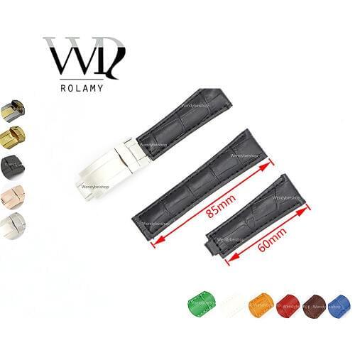 Rolamy 20mm Real Calf Cowhide Leather VINTAGE Luxury Wrist Watch Band Strap Belt with Clasp For DAYTONA SUBMARINER OYSTER GMT