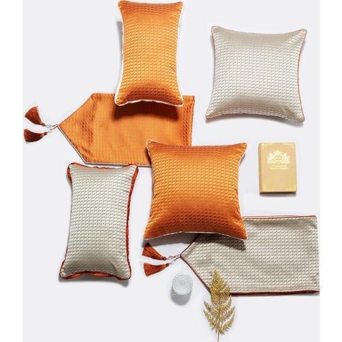 Luxury Home Decorative Orange Gray Cushion Covers Embroidery Throw Pillow Cases Chinese style