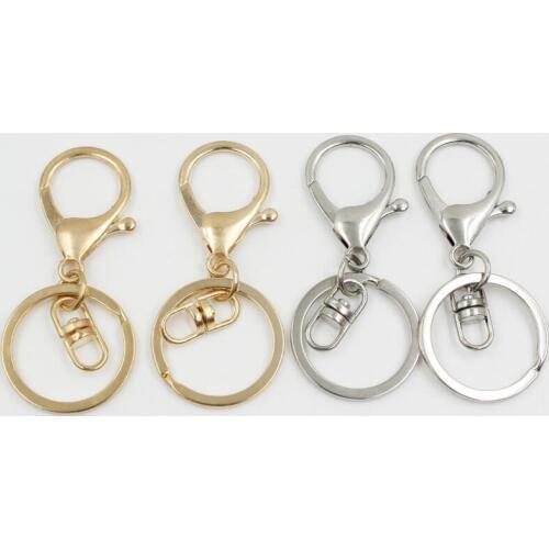 Silver/Gold Bigger Lobster Clasp Tone Key Chains & Key Rings Round Split keychain Car Blank Metal Key Rings LX5938