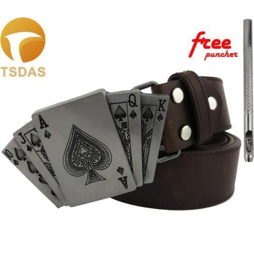 Silver Poker Belt Buckle Fit For 4cm Width Belt Mens Cowboy Belt Buckles With Pin Buckles Free Shipping