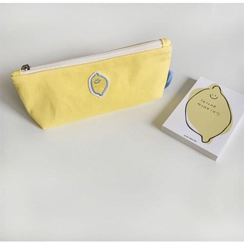 Cute Lemon Pencil Case Simple Storage Bag Clutch Bag Cartoon Ins Style Pen Holder School Supplies Storage Sorting Bag New Style