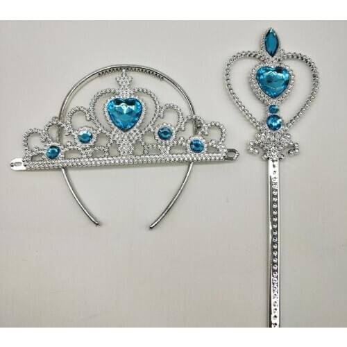 Blue Yelow Princess Dress up Accessories Gift Set for Belle Crown Sceptre Jewerly Set