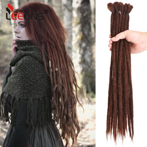 Leeons 100% Handmade Dreadlocks Extensions Fashion Reggae Hair 20Inch Soft Crochet Dreadlock Braids Hair Ombre Color 5Pcs/Lot