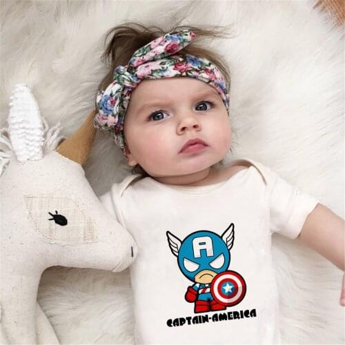 0-24M Super Baby Clothes Marvel Captain American Baby Rompers Infant Bodysuit Jumpsuit For Newborn Baby Boys Girls Cool Tee
