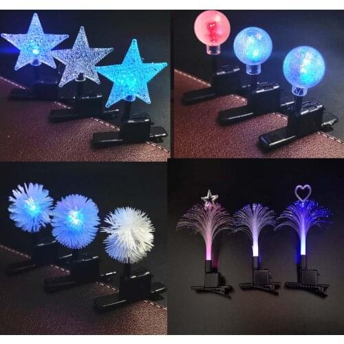LED Hair Clips Luminous Glowing Crystal Antler Rose Ball Star Hairpin Chirstmas Gift Party Supplies Birthday Hair Accessory